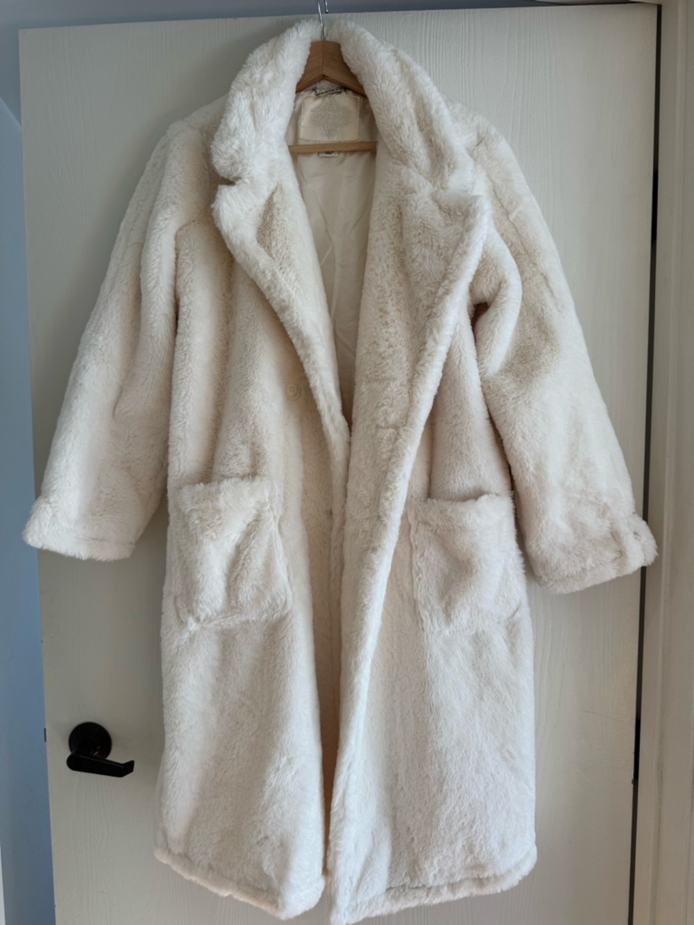 Plush Faux-Fur Cream Coat